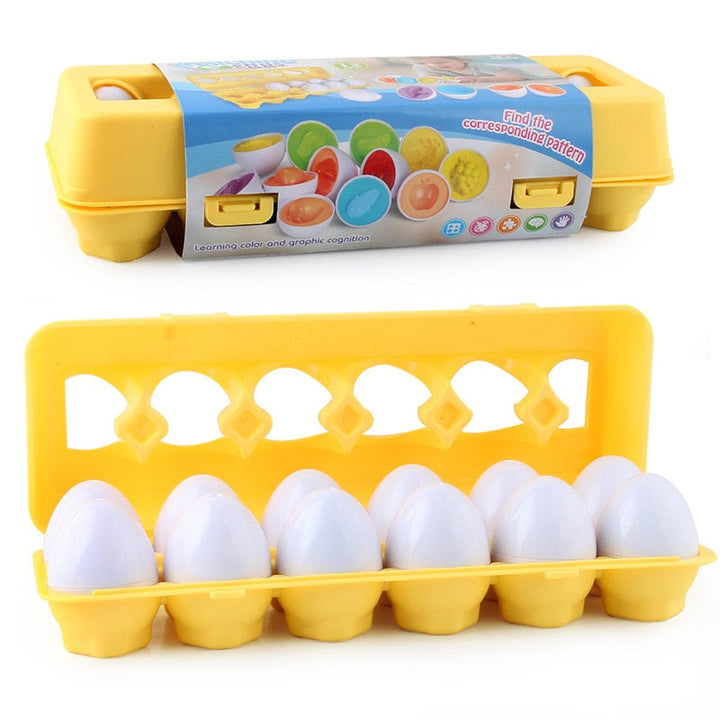 Montessori Color & Shape Matching Eggs (12-Piece Set)