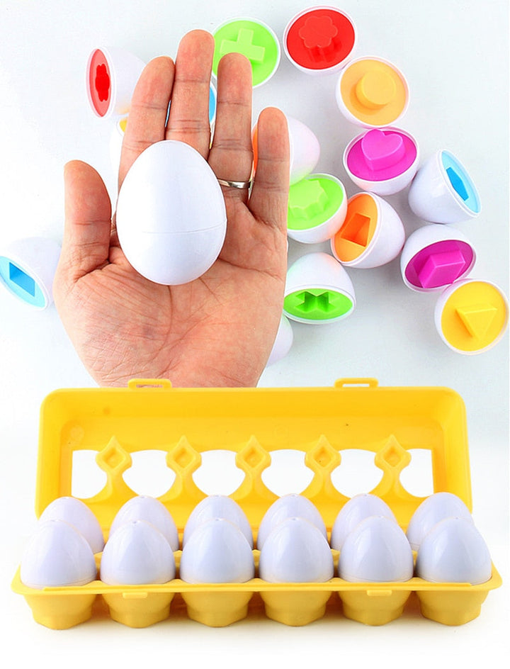 Montessori Color & Shape Matching Eggs (12-Piece Set)