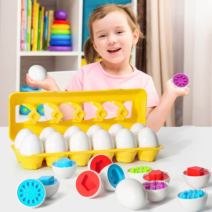 Montessori Color & Shape Matching Eggs (12-Piece Set)