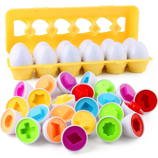 Montessori Color & Shape Matching Eggs (12-Piece Set)