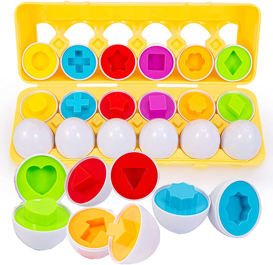 Montessori Color & Shape Matching Eggs (12-Piece Set)