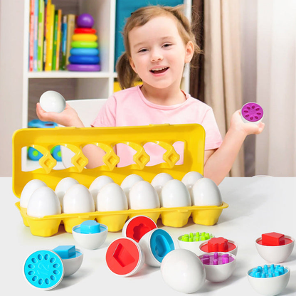 Montessori Color & Shape Matching Eggs (12-Piece Set)